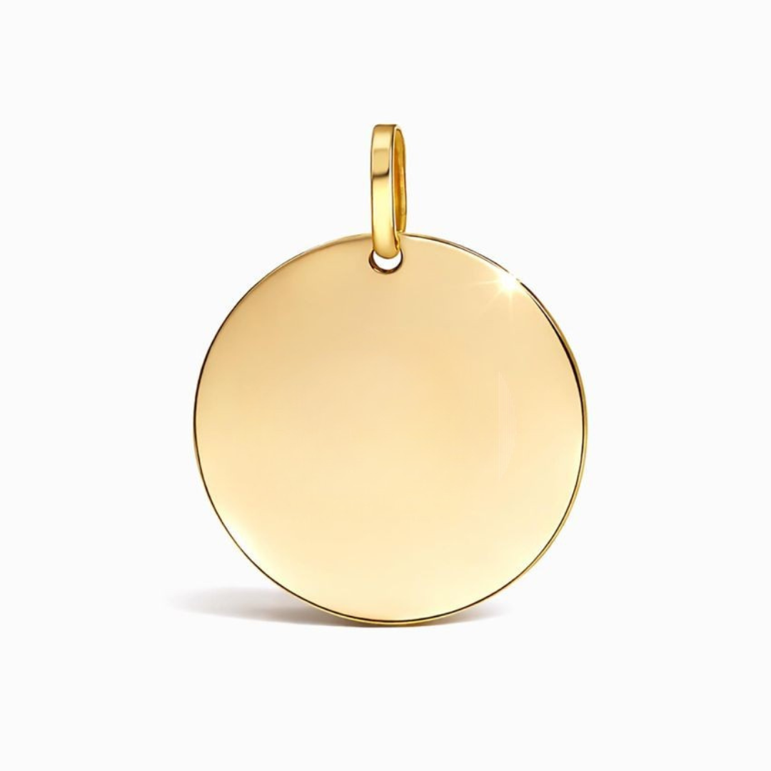 9ct Gold Engravable Disc Pendant Charm – 12mm