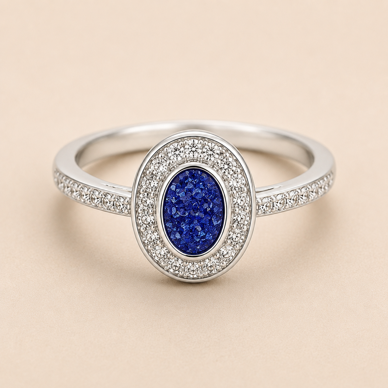 Evelyn Sterling Silver Oval Memorial Ring | Personalised Ashes Ring