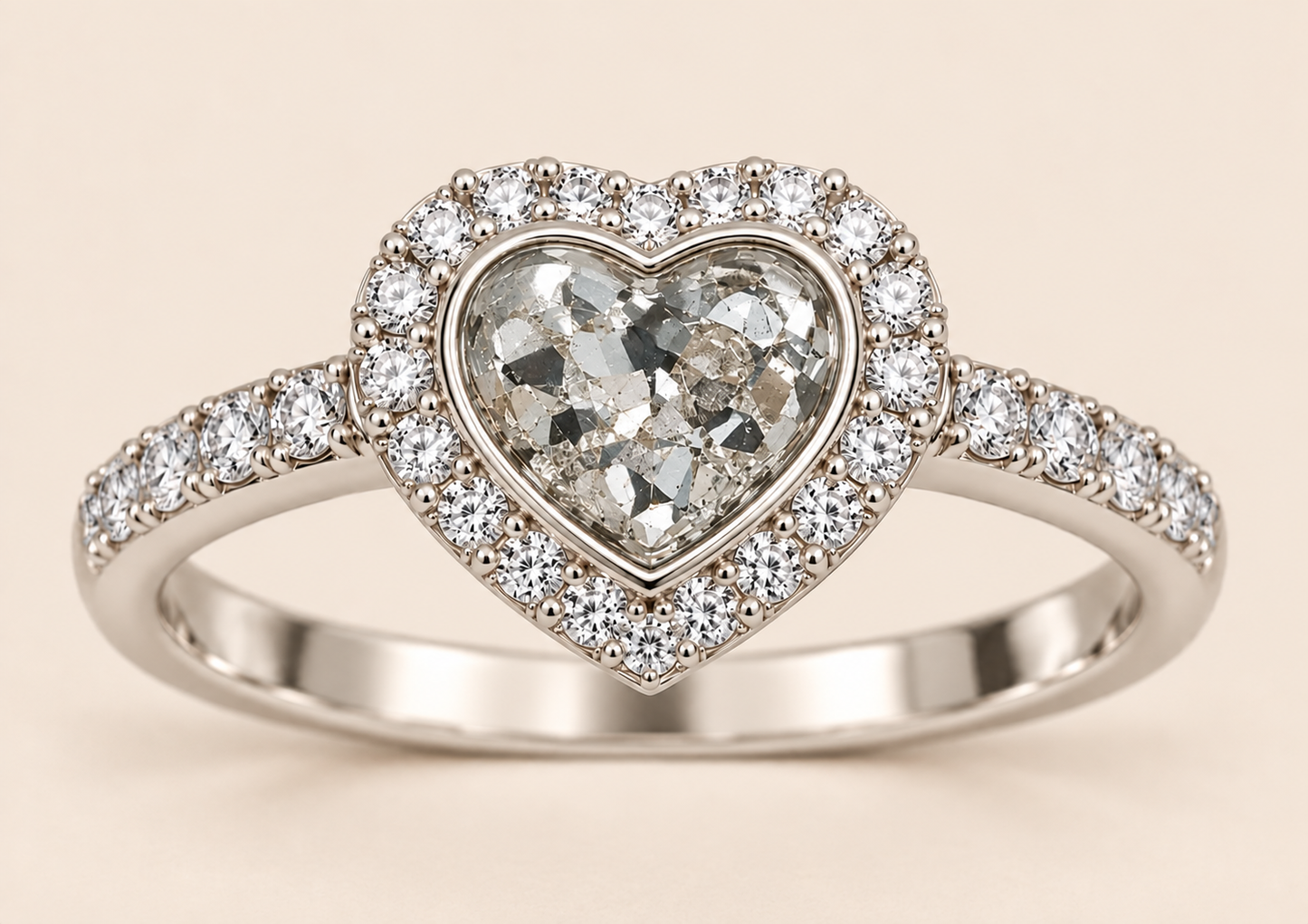 Louise 9ct Gold Heart Diamanté Memorial Ashes Ring