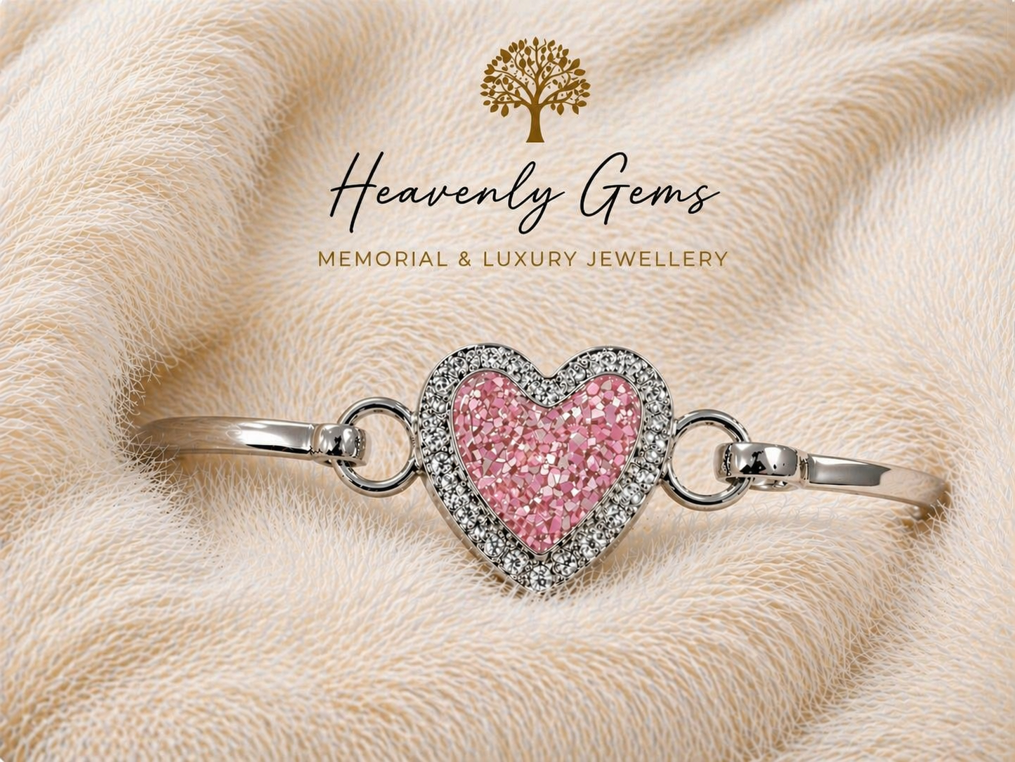 Sterling silver heart infinity bangle