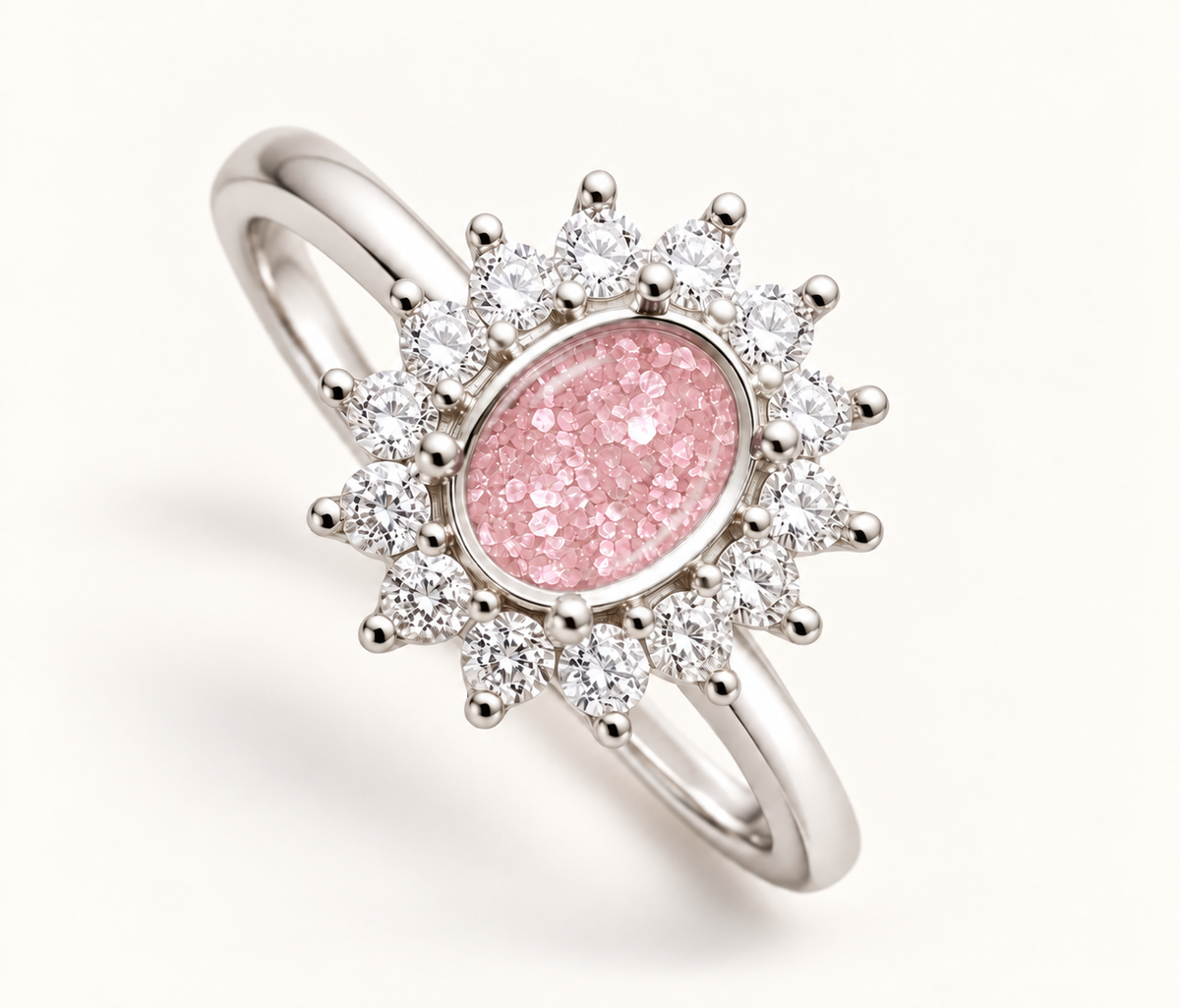 Sienna Sterling Silver Oval Halo Memorial Ring