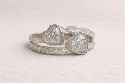 Olivia Diamanté Double Heart Ring