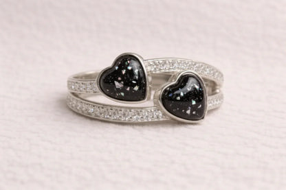 Olivia Diamanté Double Heart Ring