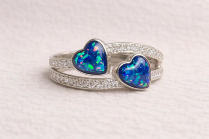 Olivia Diamanté Double Heart Ring