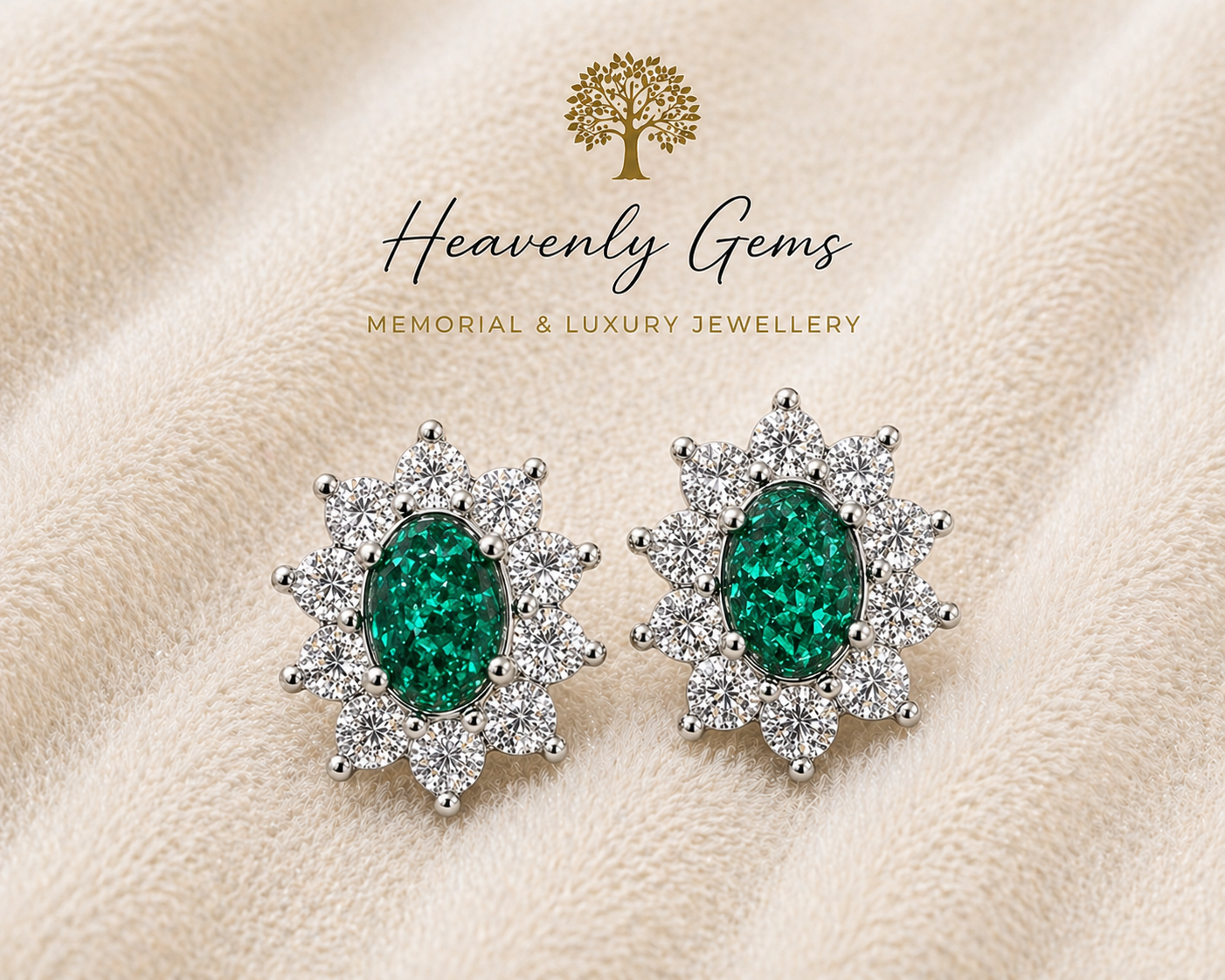 Oval Diamanté Memorial Ashes Earrings UK – Sterling Silver Cremation Jewellery