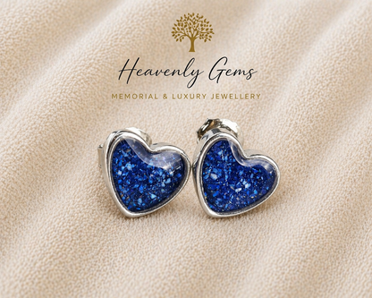 Heart Stud Memorial Ashes Earrings UK – Sterling Silver Cremation Jewellery