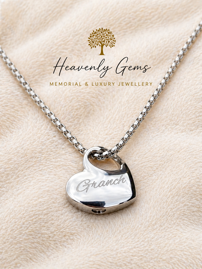 Laser Engraved Memorial Ashes Necklace UK – Stainless Steel Personalised Cremation Jewellery