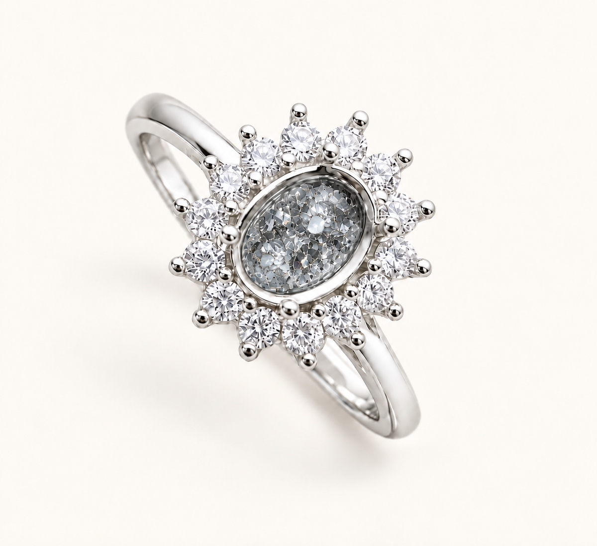 Sienna Sterling Silver Oval Halo Memorial Ring