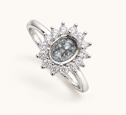 Sienna Sterling Silver Oval Halo Memorial Ring