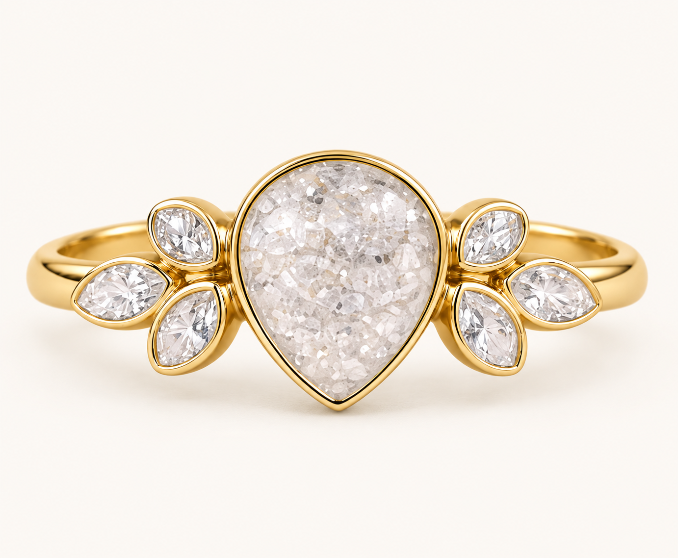 9ct Gold Pear Shape Memorial Ashes Ring