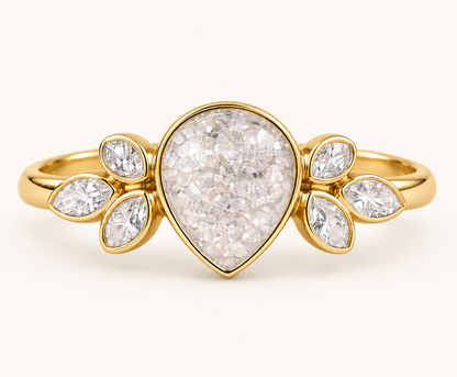 9ct Gold Pear Shape Memorial Ashes Ring
