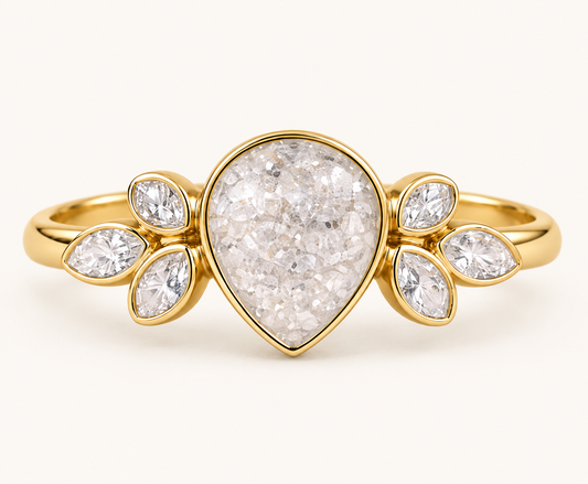 9ct Gold Pear Shape Memorial Ashes Ring