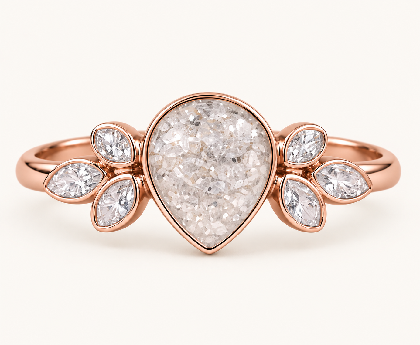 9ct Gold Pear Shape Memorial Ashes Ring