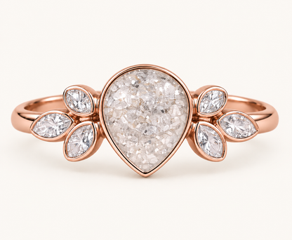 9ct Gold Pear Shape Memorial Ashes Ring