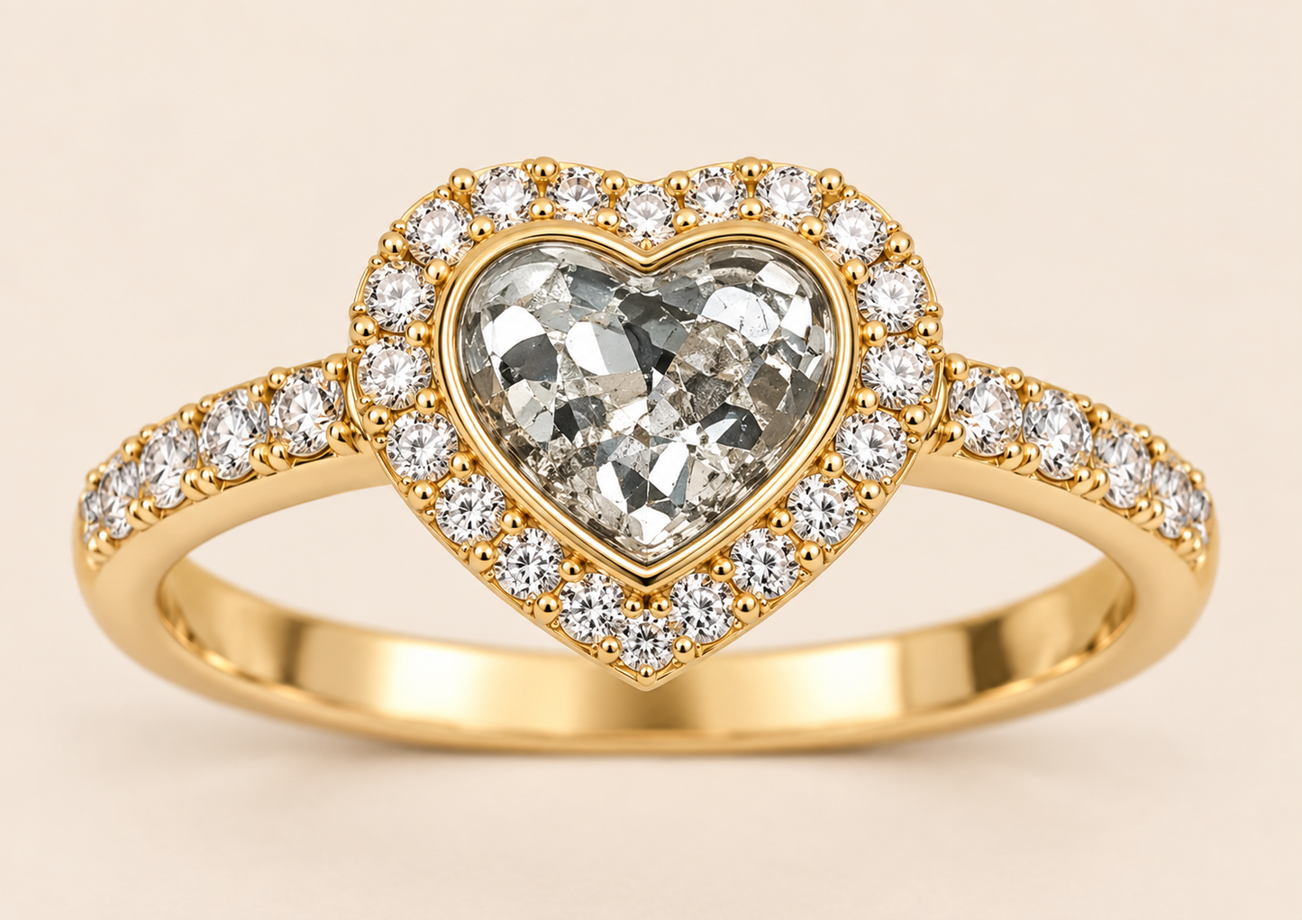 Louise 9ct Gold Heart Diamanté Memorial Ashes Ring