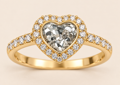 Louise 9ct Gold Heart Diamanté Memorial Ashes Ring