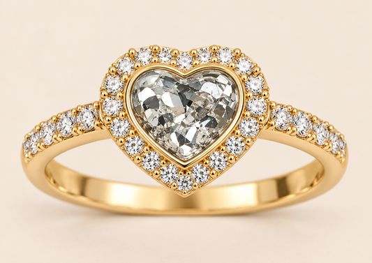 Louise 9ct Gold Heart Diamanté Memorial Ashes Ring