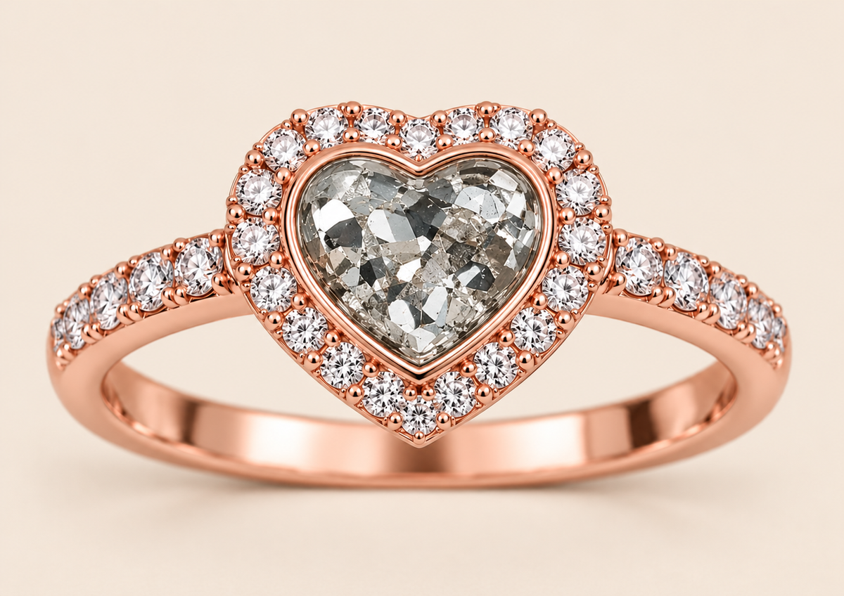 Louise 9ct Gold Heart Diamanté Memorial Ashes Ring