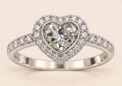 Louise 9ct Gold Heart Diamanté Memorial Ashes Ring