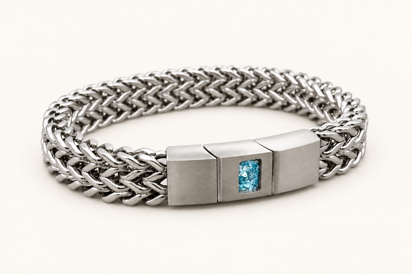 Men’s Stainless Steel Woven Memorial Ashes Bracelet