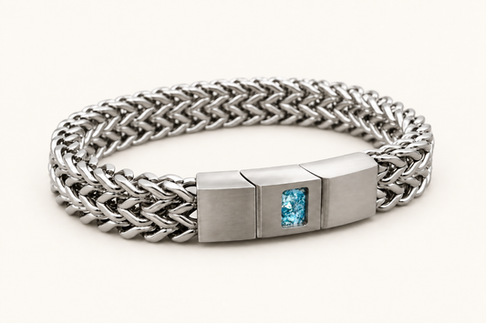 Men’s Stainless Steel Woven Memorial Ashes Bracelet