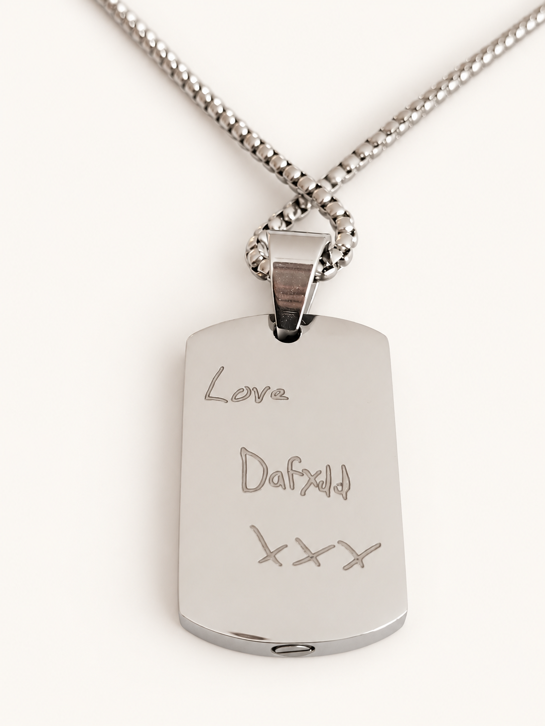 Men’s Stainless Steel Memorial Ashes Dog Tag Necklace