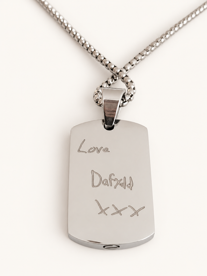 Men’s Stainless Steel Memorial Ashes Dog Tag Necklace