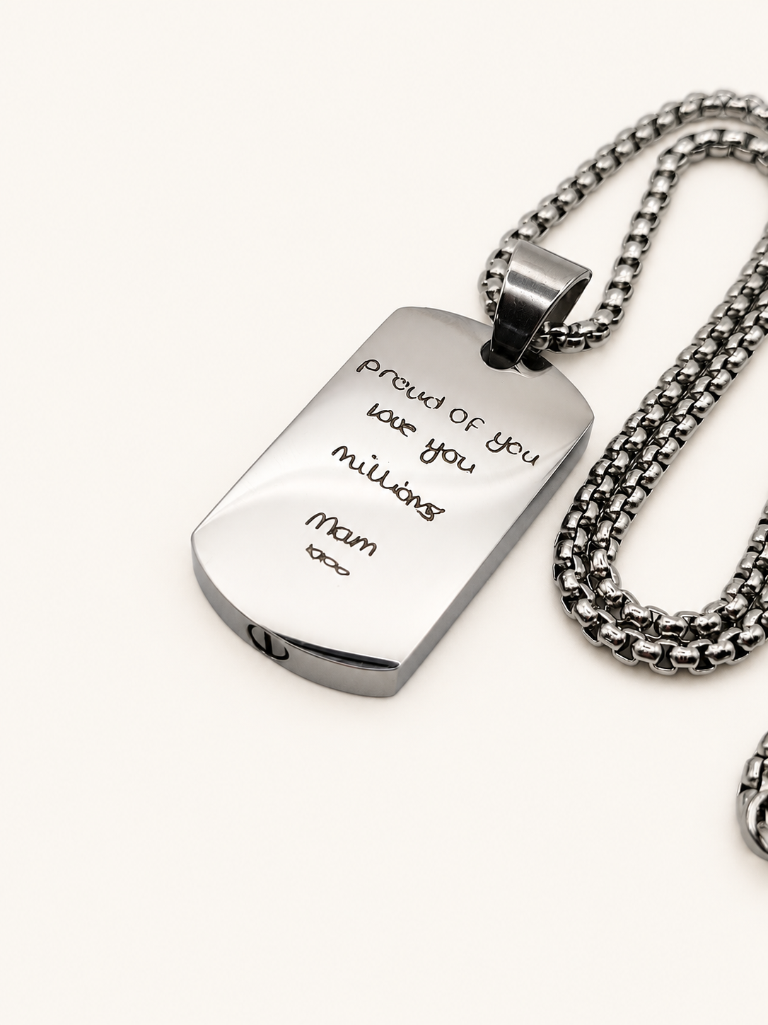 Men’s Stainless Steel Memorial Ashes Dog Tag Necklace
