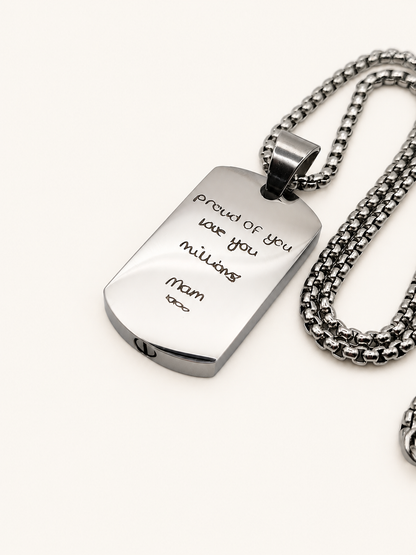 Men’s Stainless Steel Memorial Ashes Dog Tag Necklace