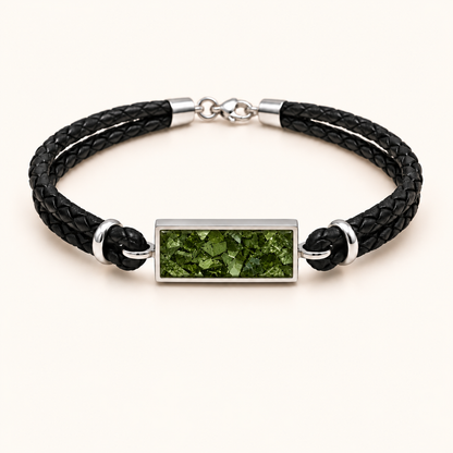 Men’s Double Braid Leather Memorial Ashes Bracelet