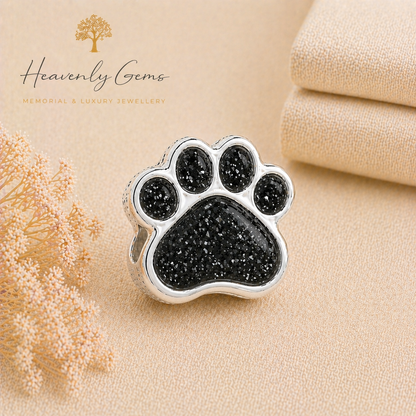 Sterling Silver Paw Print Memorial Ashes Charm
