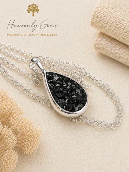 Sterling Silver Large Teardrop Memorial Necklace