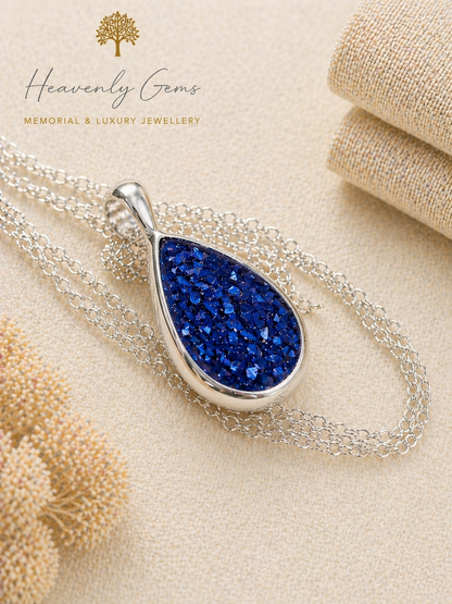 Sterling Silver Large Teardrop Memorial Necklace