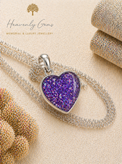 Sterling Silver Heart Memorial Necklace