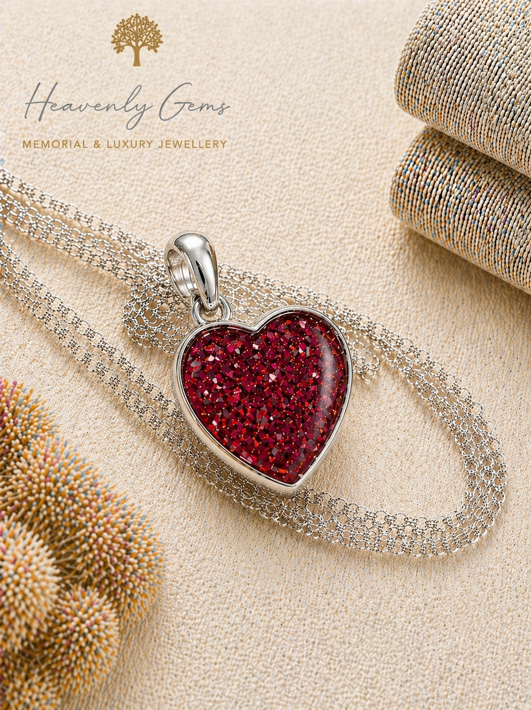 Sterling Silver Heart Memorial Necklace