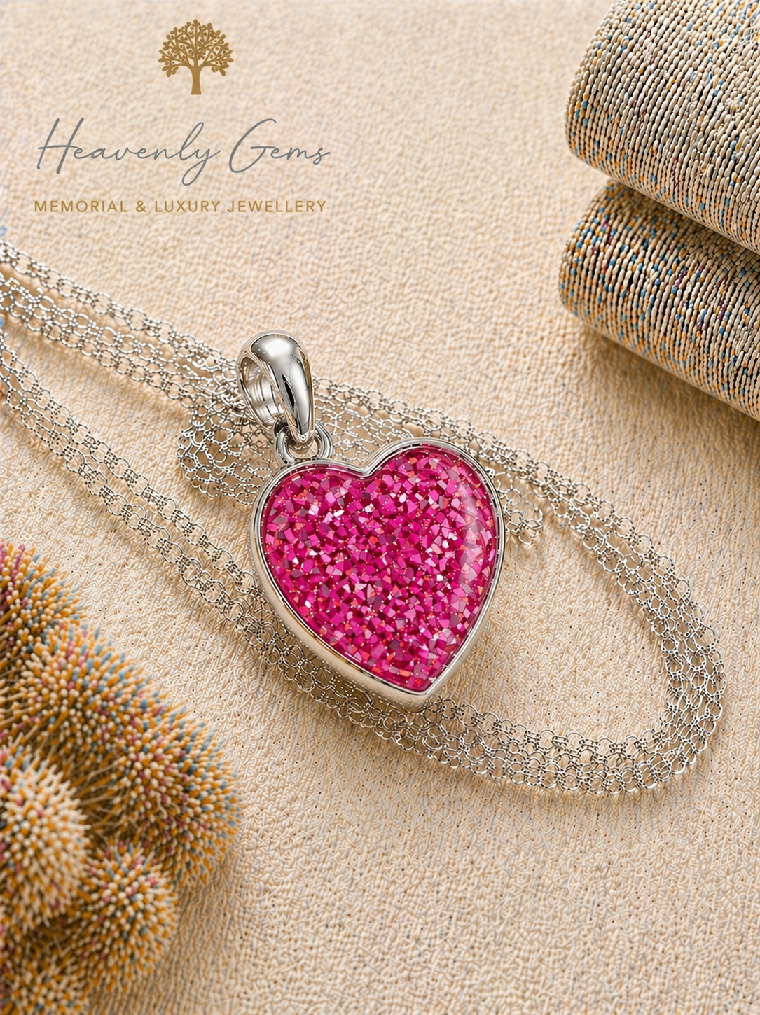 Sterling Silver Heart Memorial Necklace