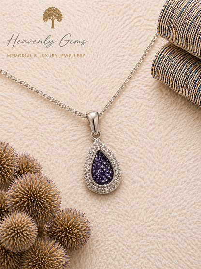 Pear Diamanté Memorial Necklace UK Ashes Jewellery