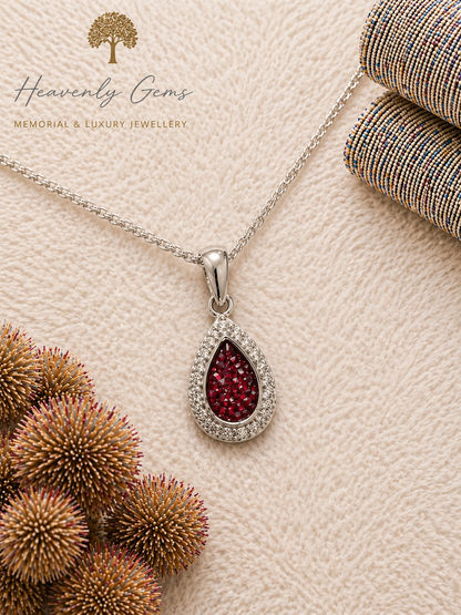 Pear Diamanté Memorial Necklace UK Ashes Jewellery