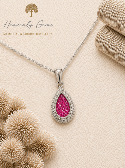 Pear Diamanté Memorial Necklace UK Ashes Jewellery
