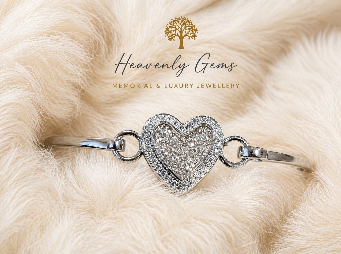 Sterling silver heart infinity bangle