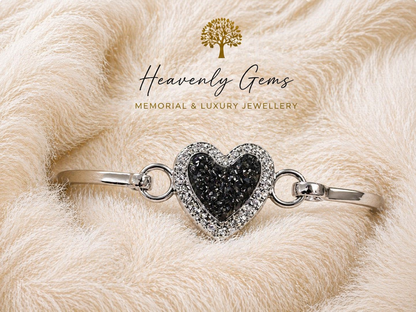 Sterling silver heart infinity bangle