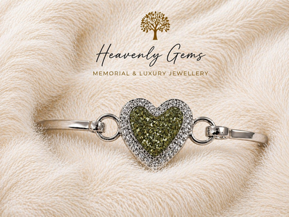 Sterling silver heart infinity bangle