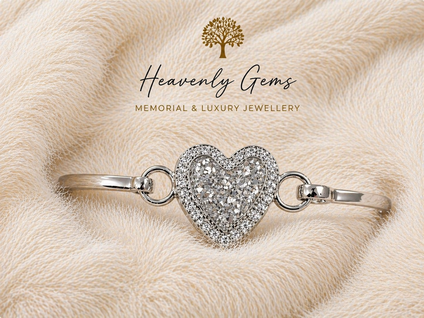 Sterling silver heart infinity bangle