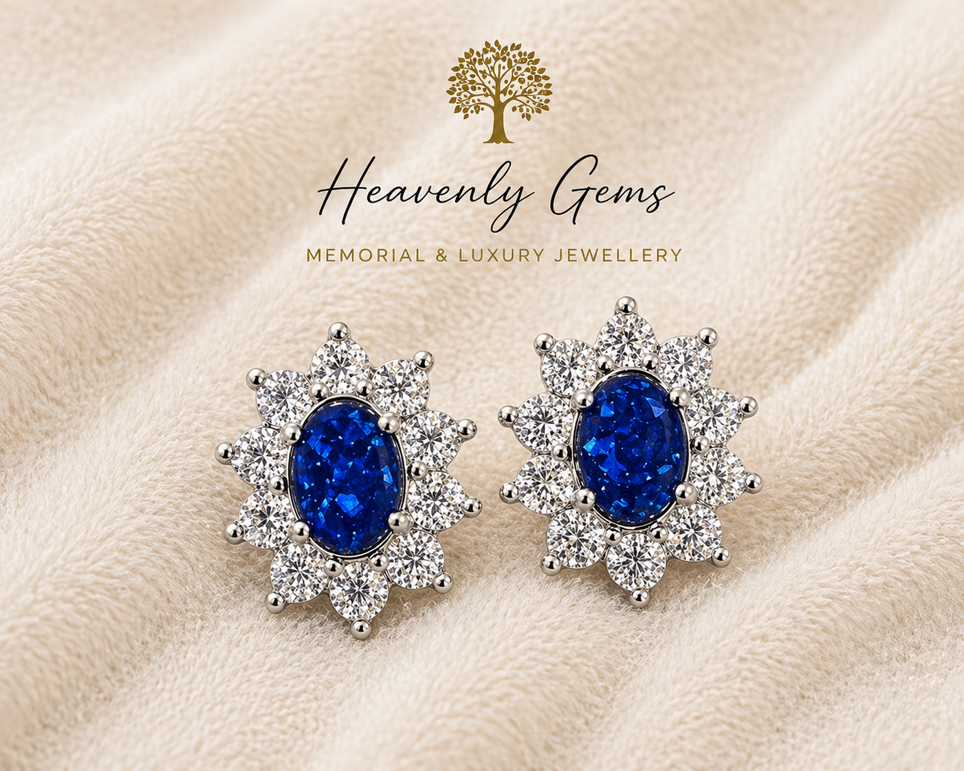 Oval Diamanté Memorial Ashes Earrings UK – Sterling Silver Cremation Jewellery