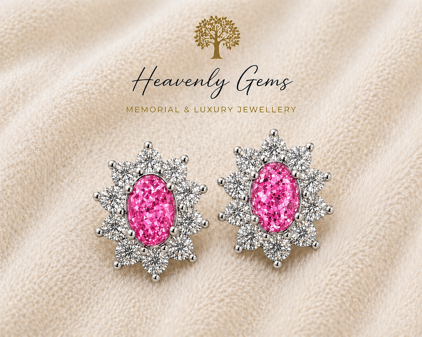 Oval Diamanté Memorial Ashes Earrings UK – Sterling Silver Cremation Jewellery