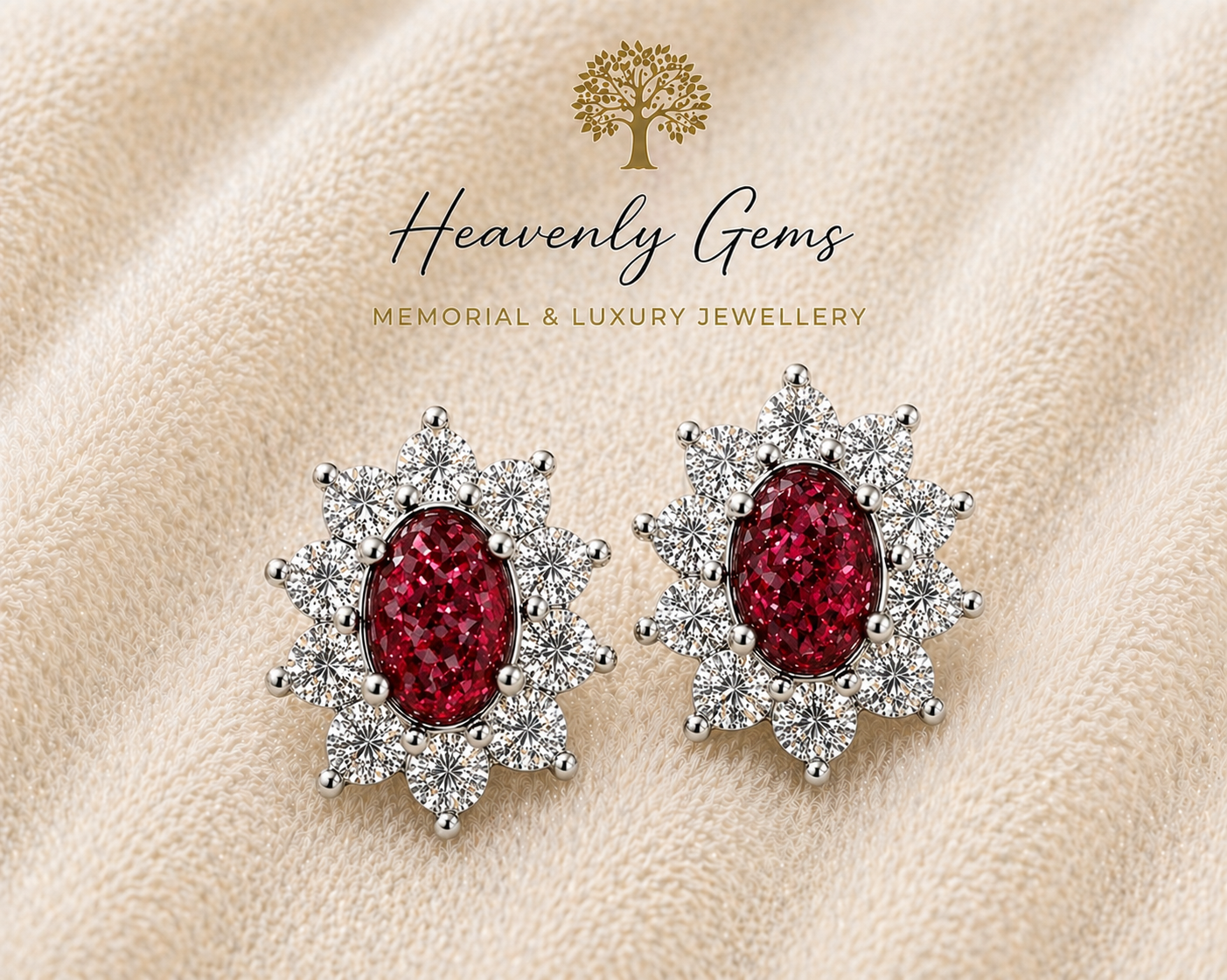 Oval Diamanté Memorial Ashes Earrings UK – Sterling Silver Cremation Jewellery