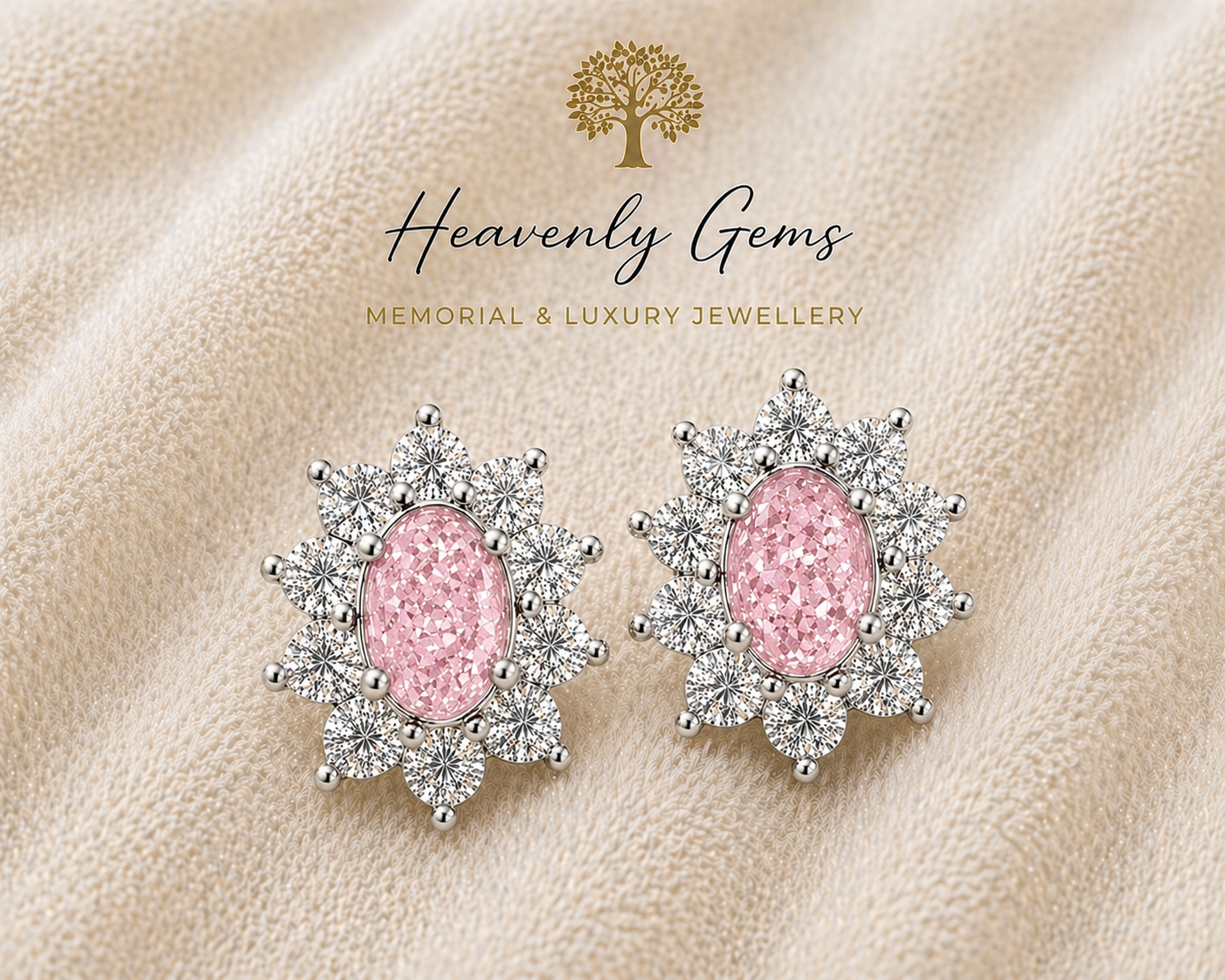 Oval Diamanté Memorial Ashes Earrings UK – Sterling Silver Cremation Jewellery