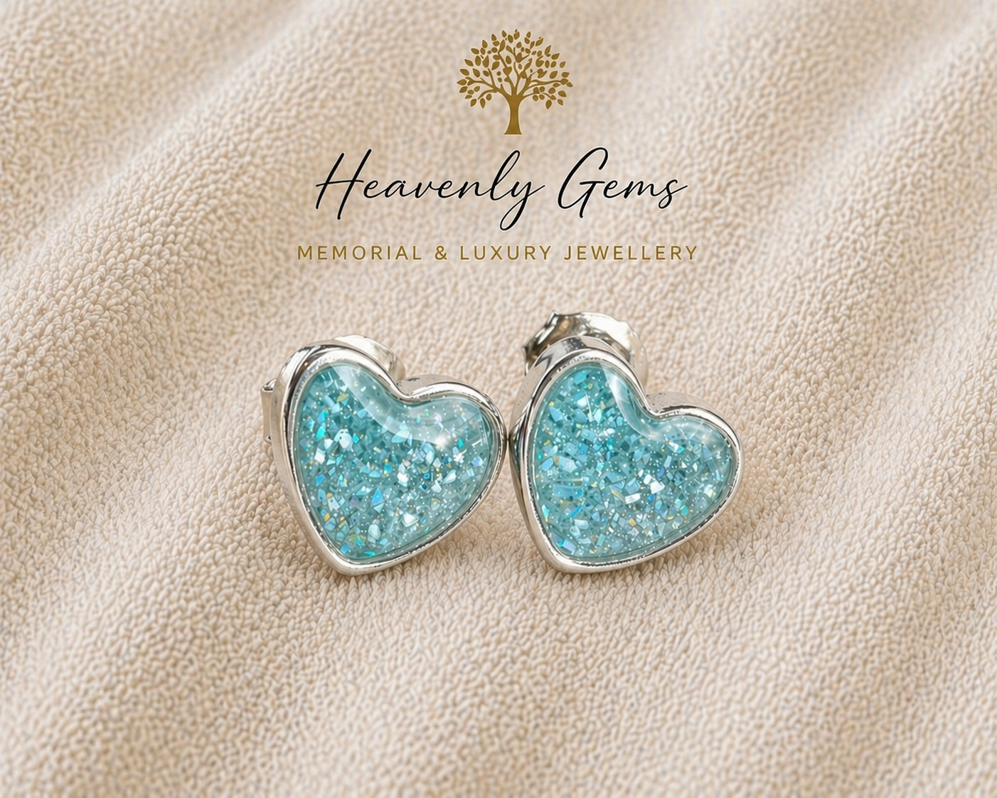 Heart Stud Memorial Ashes Earrings UK – Sterling Silver Cremation Jewellery