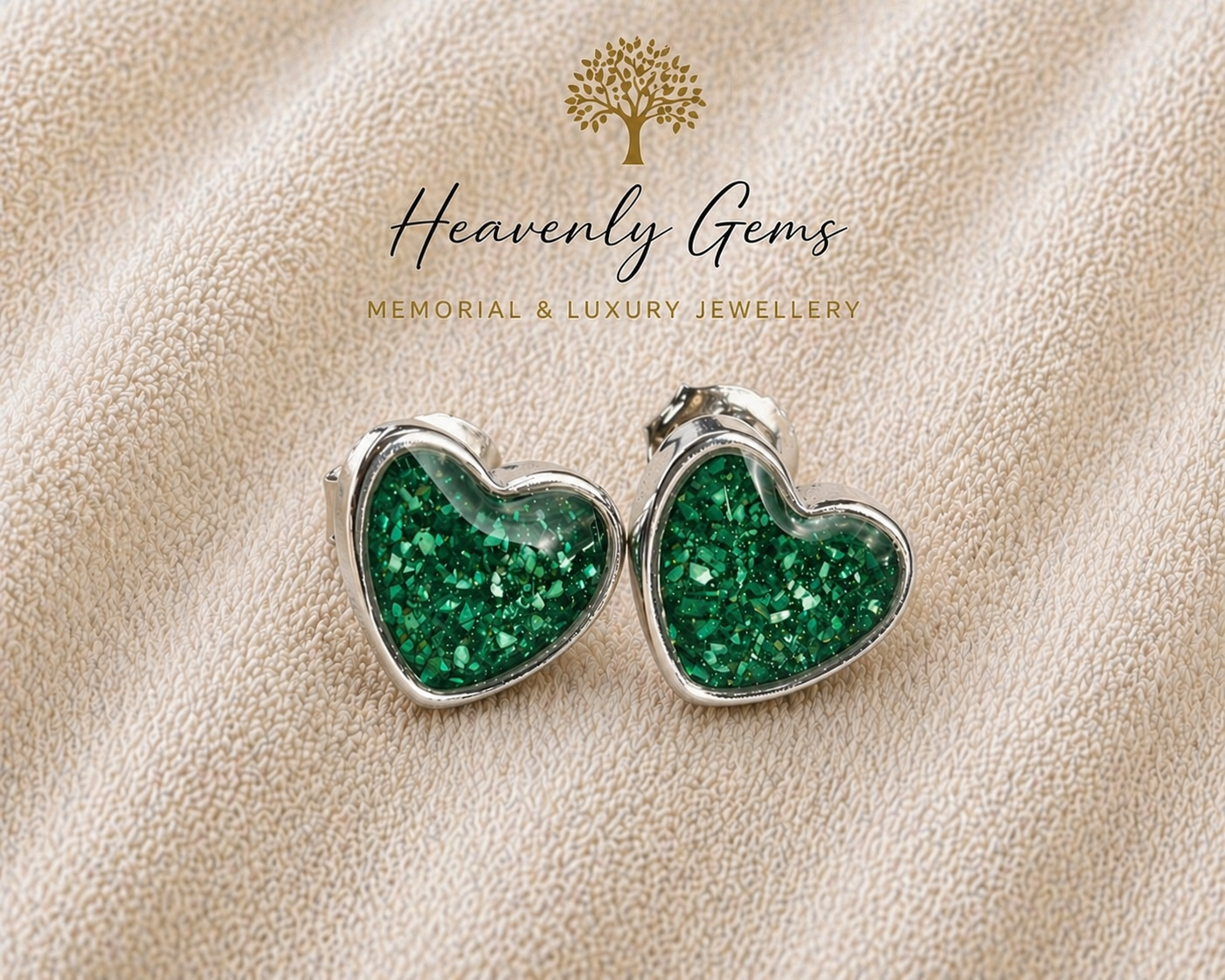 Heart Stud Memorial Ashes Earrings UK – Sterling Silver Cremation Jewellery