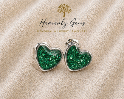 Heart Stud Memorial Ashes Earrings UK – Sterling Silver Cremation Jewellery